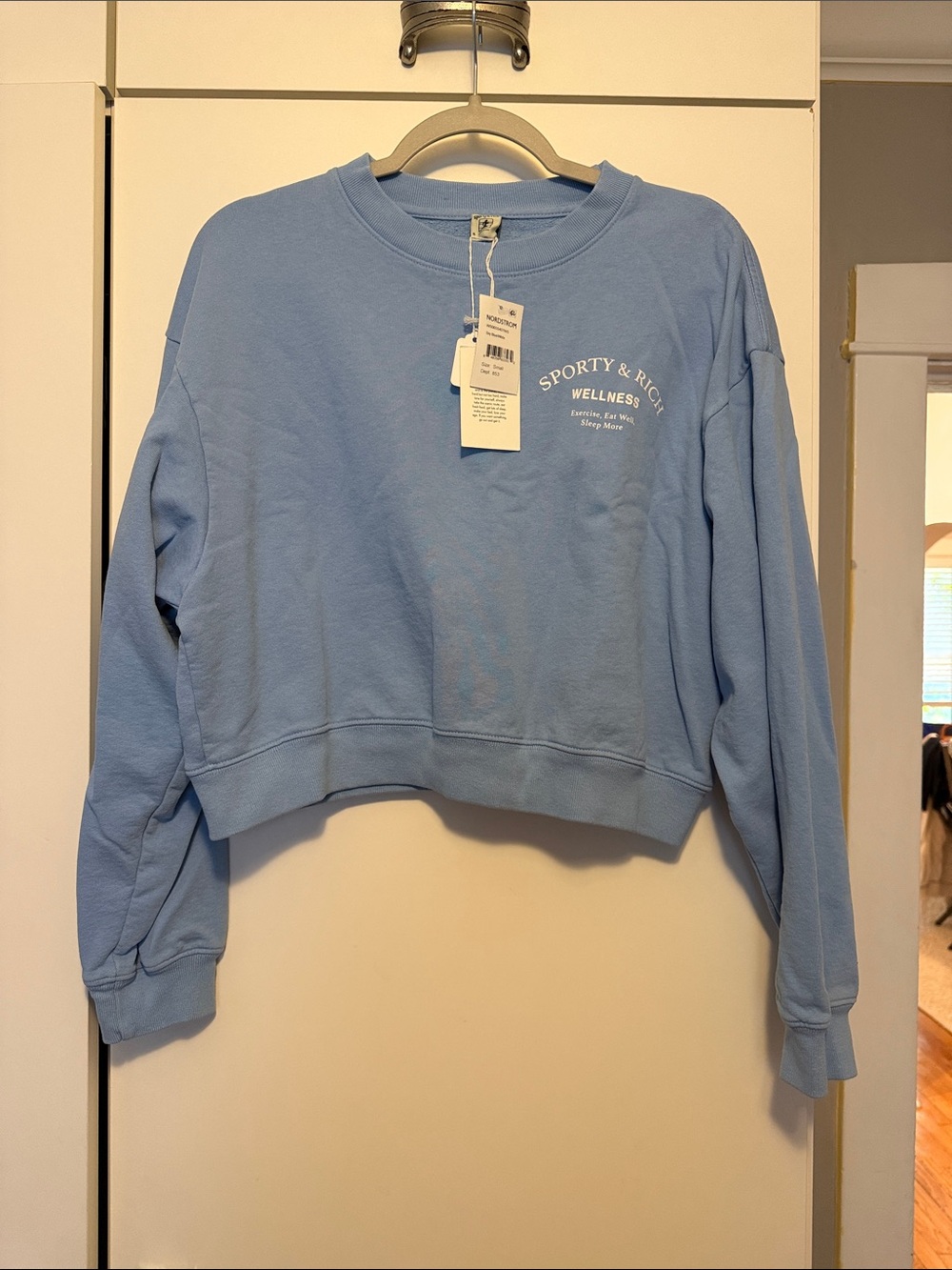 Sporty & Rich Powder Blue Cropped Crewneck Sweatshirt - Women